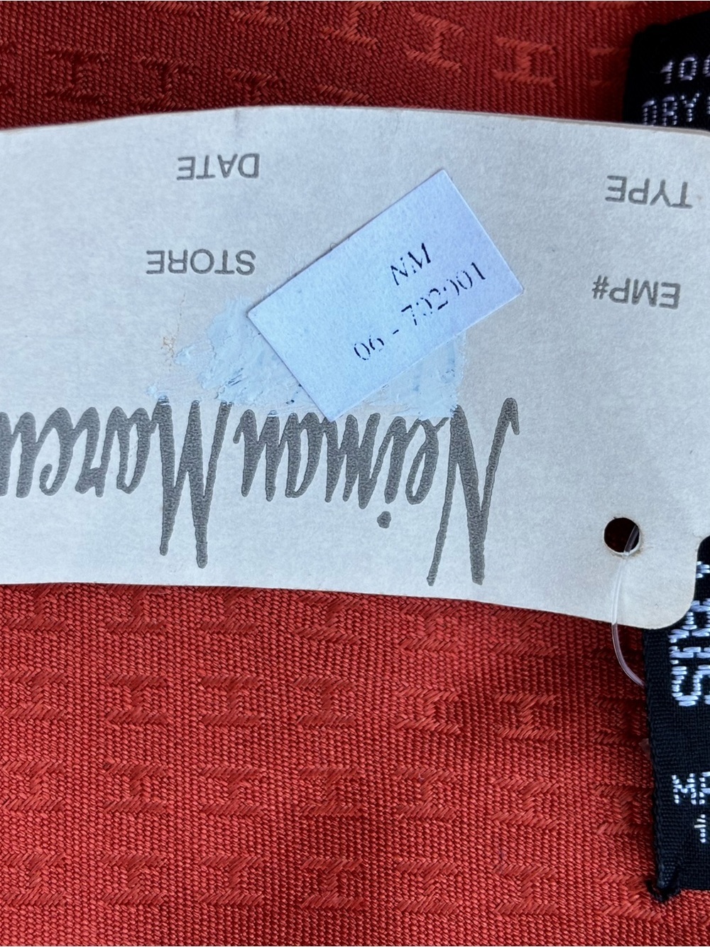 Hermes Neiman Marcus Burnt Orange Silk Tie with Woven H Motif - Picture 8 of 16
